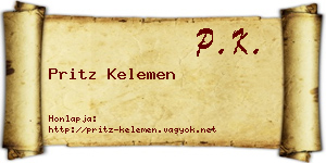 Pritz Kelemen névjegykártya
